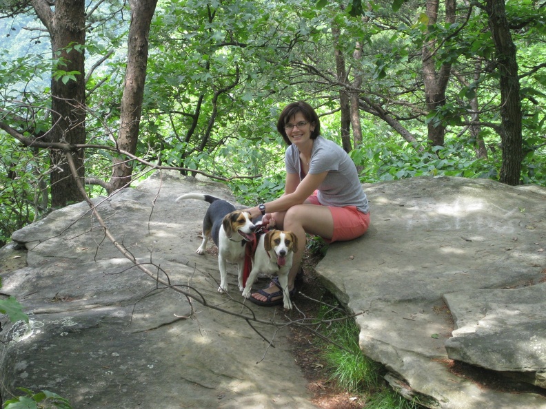 Erynn and Dogs on  a Rock2.JPG